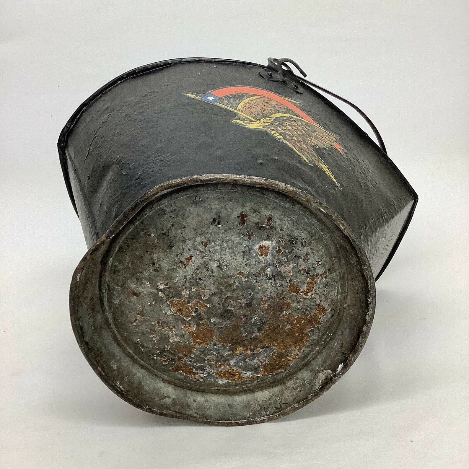 Vintage Galvanized Coal Ash Bucket Hinged Handle Fireplace Hog Etsy