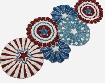 Americana Beaded Table Runner 4th of July Patriotic Stars 36 in