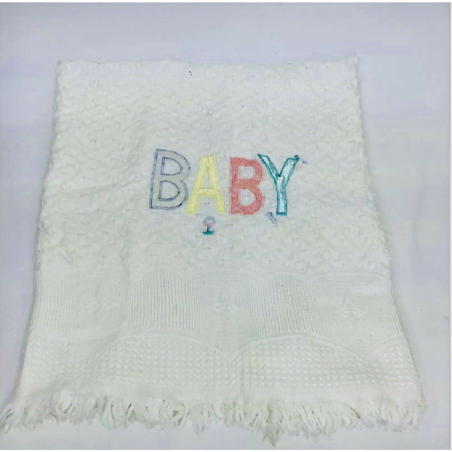 VTG Thermal Baby Blanket Pastel Acrylic Waffle Weave Etsy