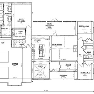 Plan # 109 - 3 BD / 2 B, 2.038 uur. Vierkante voet bouwplan ingesteld