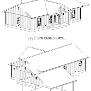 Plan # 111 - 2 BD / 2 B, 1.148 uur. Vierkante meter boerderij met bouwplannen voor carport