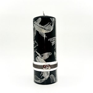 Candle &quot;Koi Fish&quot; design black silver