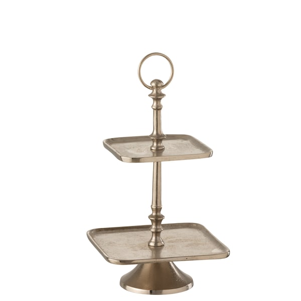 Cake stand 2 levels aluminum silver