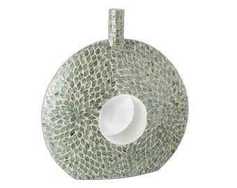 Vase Perle hell blau creme