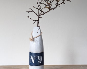 Vase maritim aus Keramik weis blau