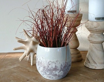 Macetero Oceane cerámica beige redondo