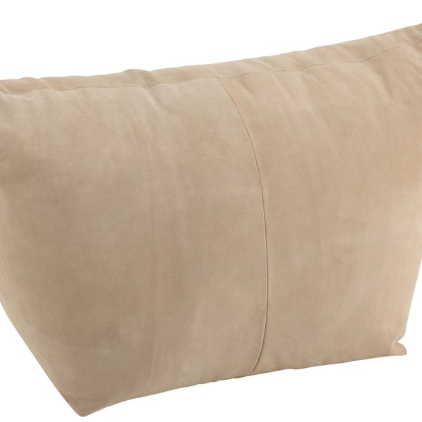 Sitzsack Hocker Beige Niedrig aus Leder