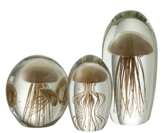 Paperweight glass decor jellyfish beige