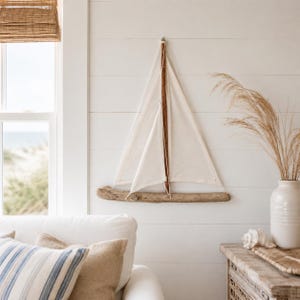 Segelboot Treibholz als Wandbehang