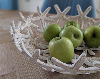 Cuenco de estrella de mar, blanco, fabricado en aluminio.