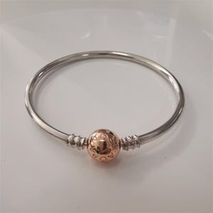 rose gold clasp  moments silver bangle with pandora