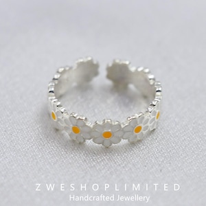 New 925 sterling silver daisy small fresh flower ring