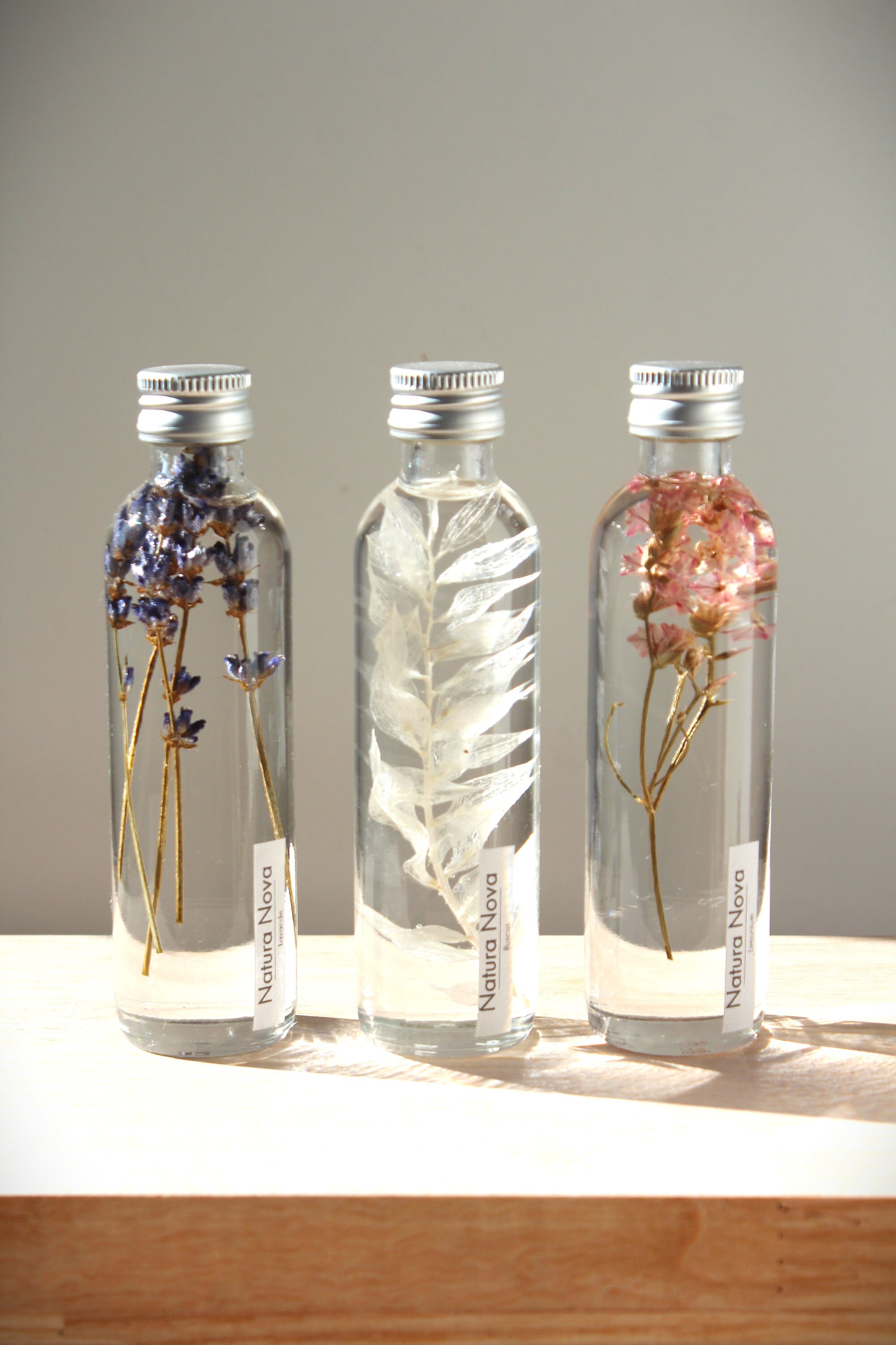 Trio de plantes et fleurs immergées, Herbariums en bouteille, Idée cadeau  Saint Valentin -  France