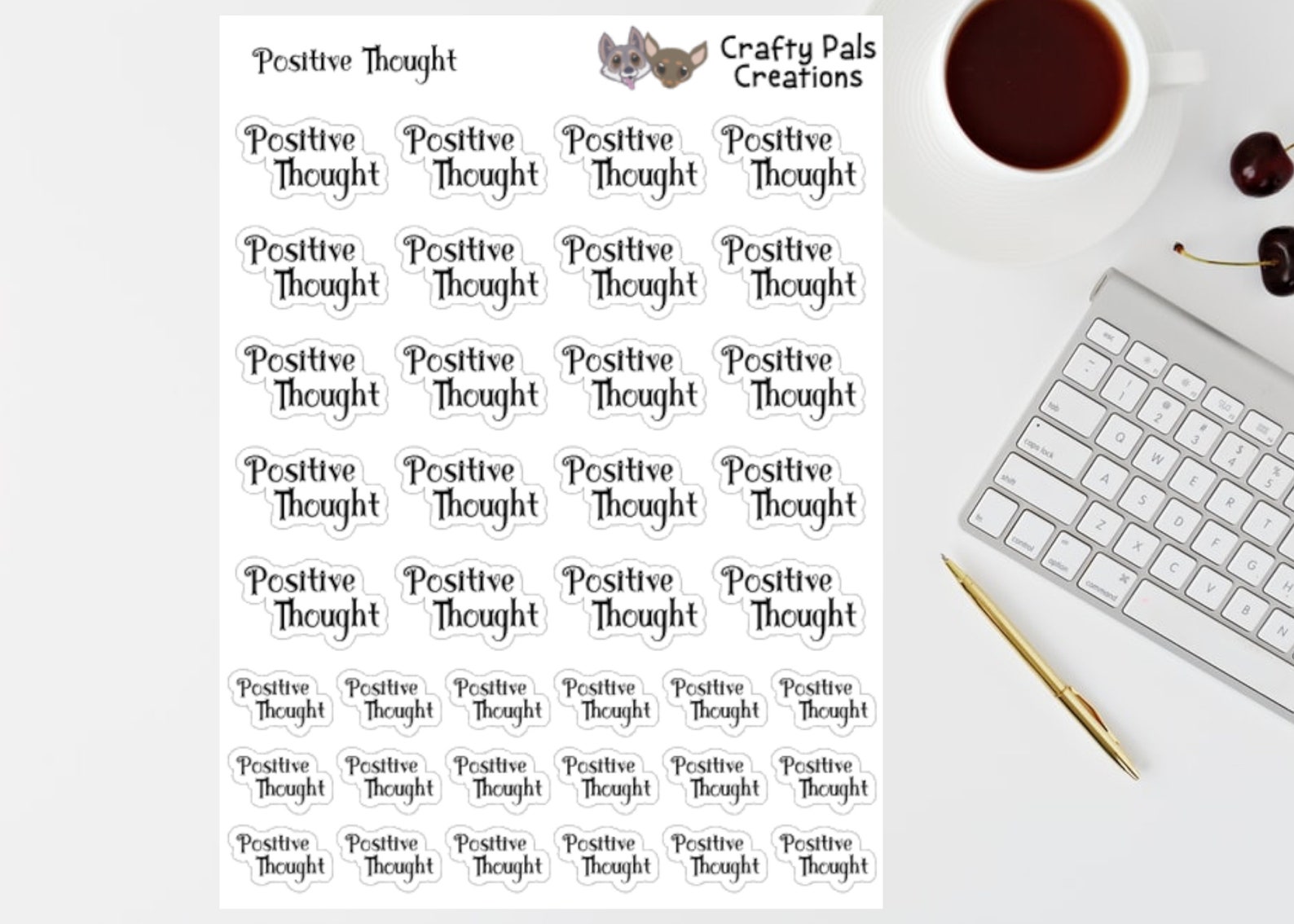 Positive Thought Script Stickers Etsy