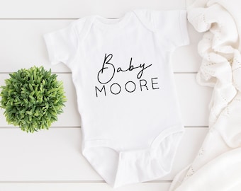 Personalised baby bodysuit, newborn new arrival announcement.