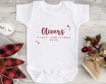 Personalised First Christmas baby bodysuit | Newborn Christmas