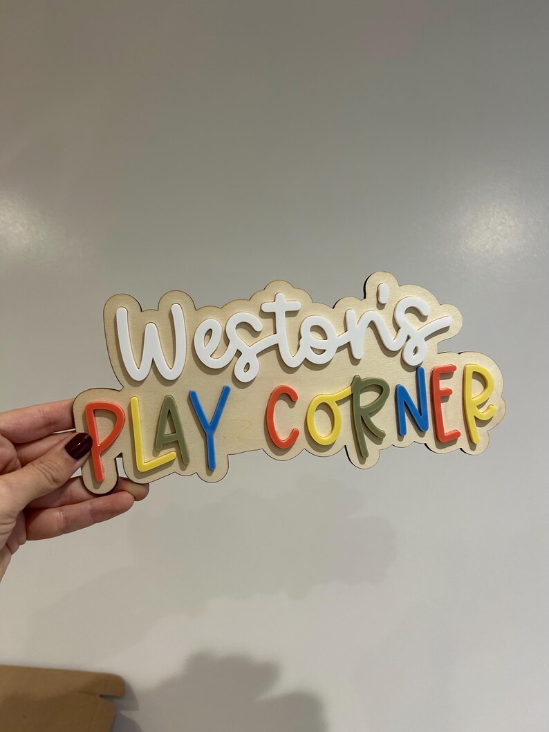 Personalised Wooden Playroom Sign - Children’s bedroom playroom decor - Montessori Pretend Play Accessory image 19