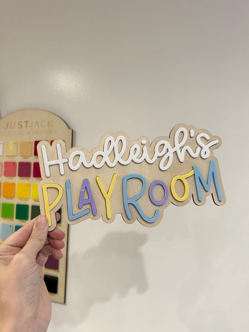 Personalised Wooden Playroom Sign - Children’s bedroom playroom decor - Montessori Pretend Play Accessory image 13