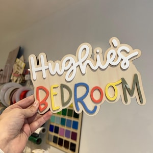 Personalised Wooden Playroom Sign - Children’s bedroom playroom decor - Montessori Pretend Play Accessory image 20