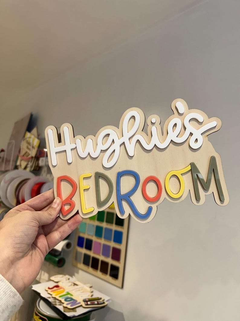 Personalised Wooden Playroom Sign - Children’s bedroom playroom decor - Montessori Pretend Play Accessory image 20