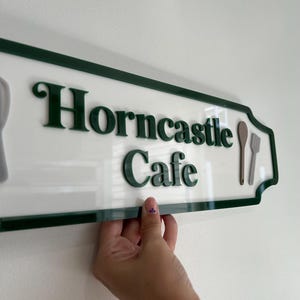 Personalised Play Kitchen Sign: Outdoor Pretend Play Cafe Accessory Dark Green