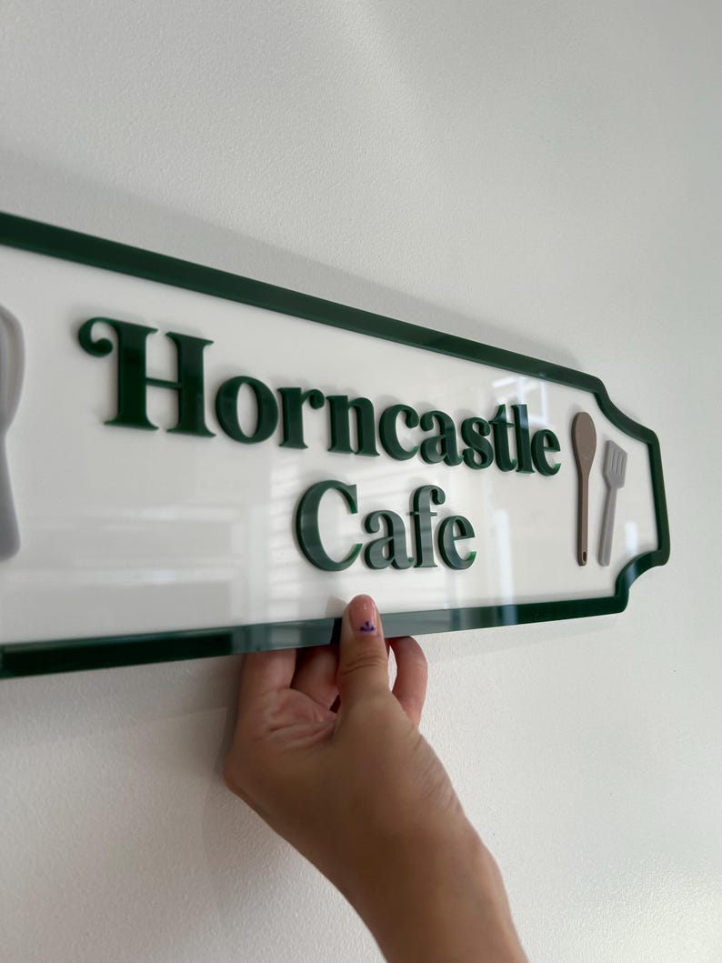 Personalised Play Kitchen Sign: Outdoor Pretend Play Cafe Accessory Dark Green