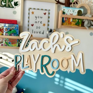 Personalised Wooden Playroom Sign - Children’s bedroom playroom decor - Montessori Pretend Play Accessory image 11