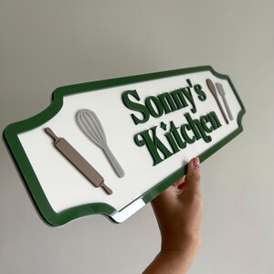 Personalised Play Kitchen Sign: Outdoor Pretend Play Cafe Accessory Leaf Green
