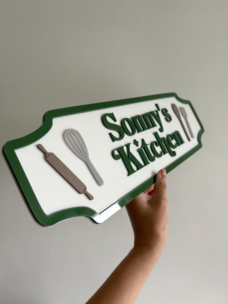 Personalised Play Kitchen Sign: Outdoor Pretend Play Cafe Accessory Leaf Green