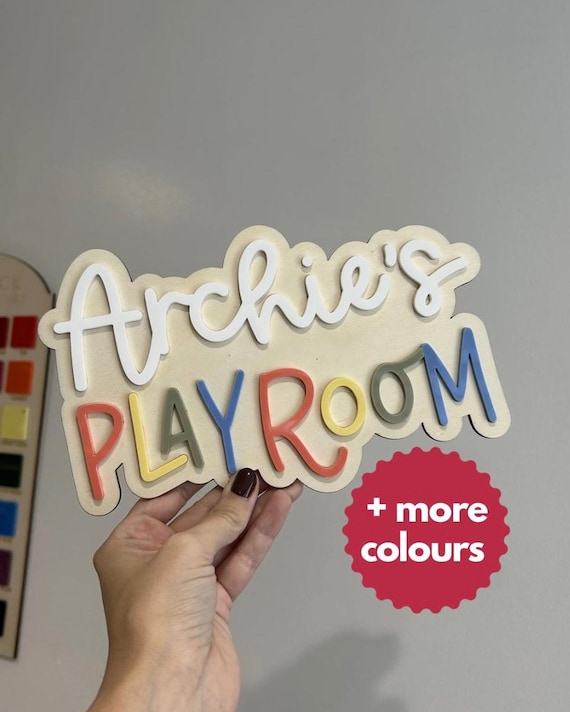 Personalised Wooden Playroom Sign - Children’s bedroom playroom decor - Montessori Pretend Play Accessory