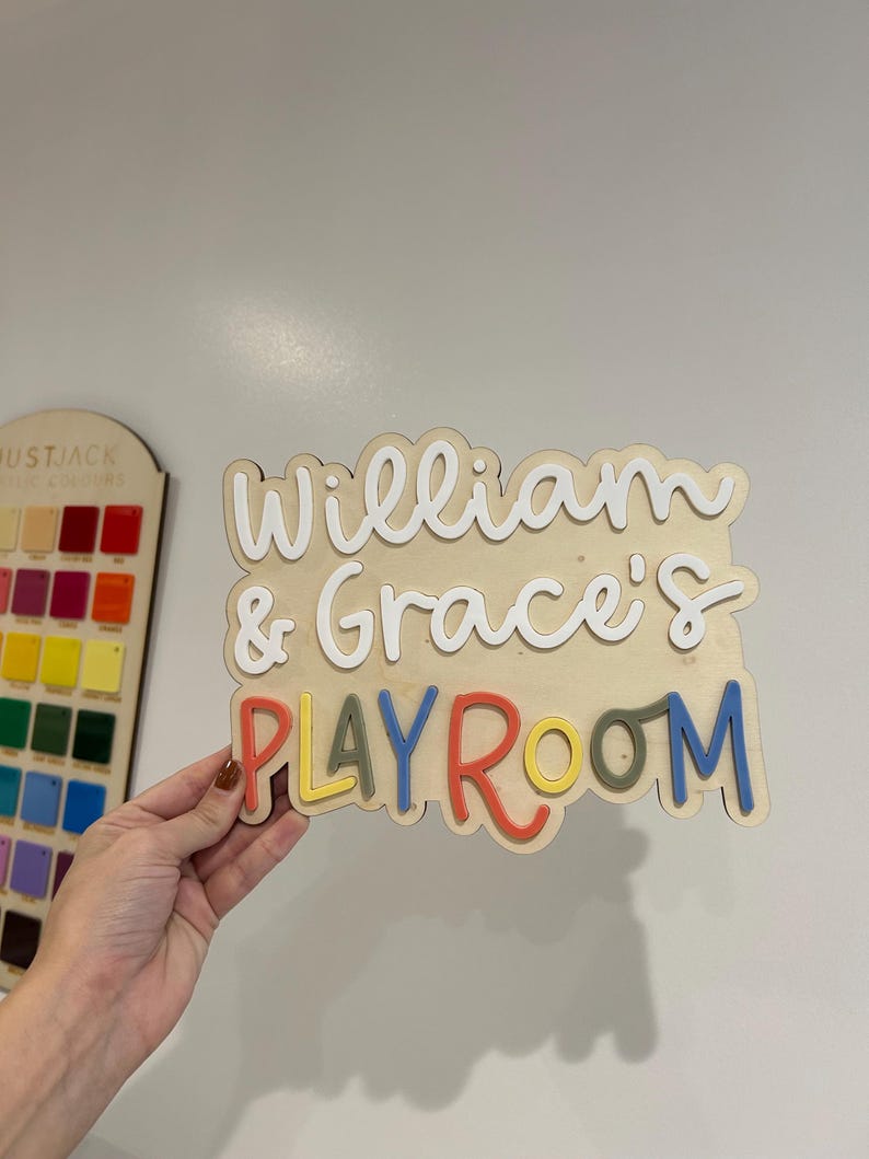 Personalised Wooden Playroom Sign - Children’s bedroom playroom decor - Montessori Pretend Play Accessory image 18