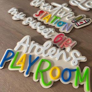 Personalised Wooden Playroom Sign - Children’s bedroom playroom decor - Montessori Pretend Play Accessory image 17