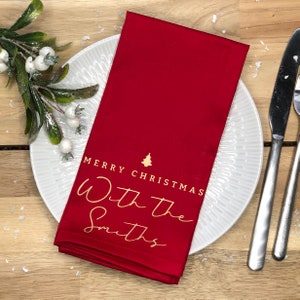 Personalised Christmas Table Napkin: Family Name Decor