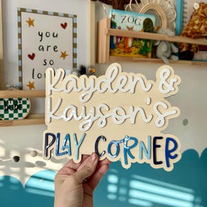 Personalised Wooden Playroom Sign - Children’s bedroom playroom decor - Montessori Pretend Play Accessory image 16