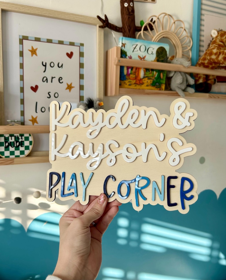 Personalised Wooden Playroom Sign - Children’s bedroom playroom decor - Montessori Pretend Play Accessory image 16