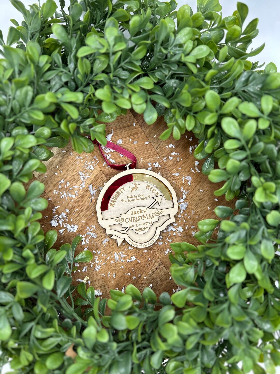 Personalised Naughty or Nice Christmas Bauble Santa Meter From the