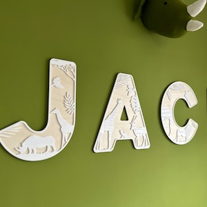 Letrero personalizado con nombre para dormitorio / Habitación infantil con animales de la jungla africana