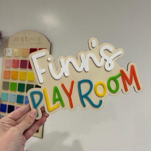 Personalised Wooden Playroom Sign - Children’s bedroom playroom decor - Montessori Pretend Play Accessory image 15