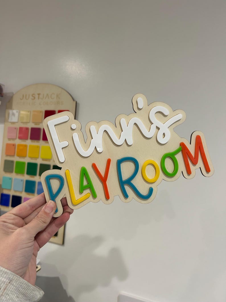Personalised Wooden Playroom Sign - Children’s bedroom playroom decor - Montessori Pretend Play Accessory image 15