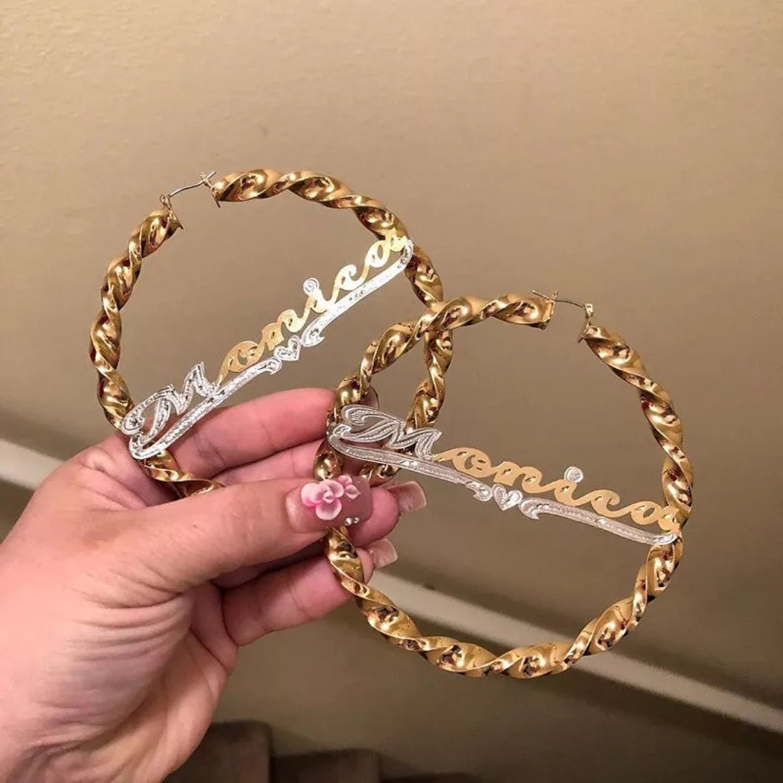 Custom Hoop Name Earrings Customized Gift Name Hoop Earring Etsy