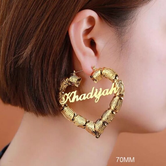Custom Bamboo Name Earrings Customized 