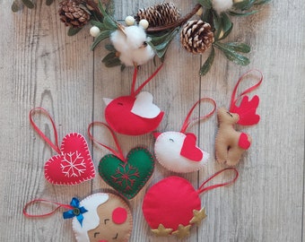 Christmas ornament Party decoration Felt ornament Handmade decor Home decor Christmas tree decoration Felt animals Heart ornament