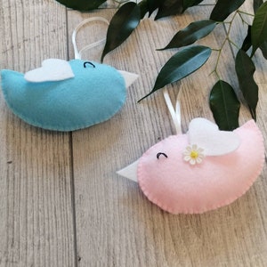 Easter ornaments set of 2 felt birds
