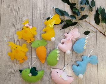 EASTER ORNAMENTS Spring decorations Hanging ornaments Felt Easter decor Easter tree ornaments