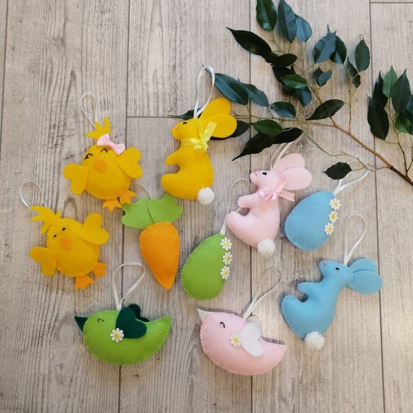 EASTER ORNAMENTS Spring decorations Hanging ornaments Felt Easter decor Easter tree ornaments