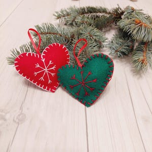 Felt heart ornaments Christmas Felt Heart Ornament Gift Decoration Red Heart holiday decorations