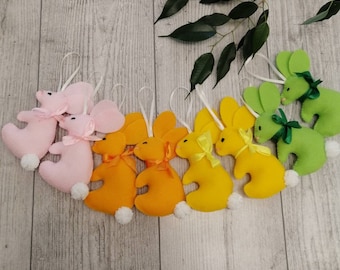 Felt Easter Bunny Ornament, Handmade Spring Decor