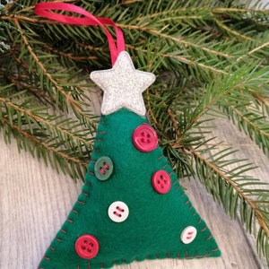 CHRISTMAS ORNAMENTS Handmade Felt ornaments Christmas trees in felt decorations Holiday decorations Felt Christmas Tree ornament