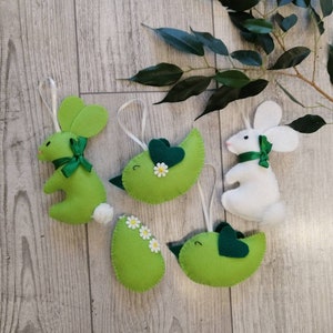 SET of 5 EASTER ORNAMENTS Easter decorations Easter gifts Felt ornaments Easter bunny Easter egg
