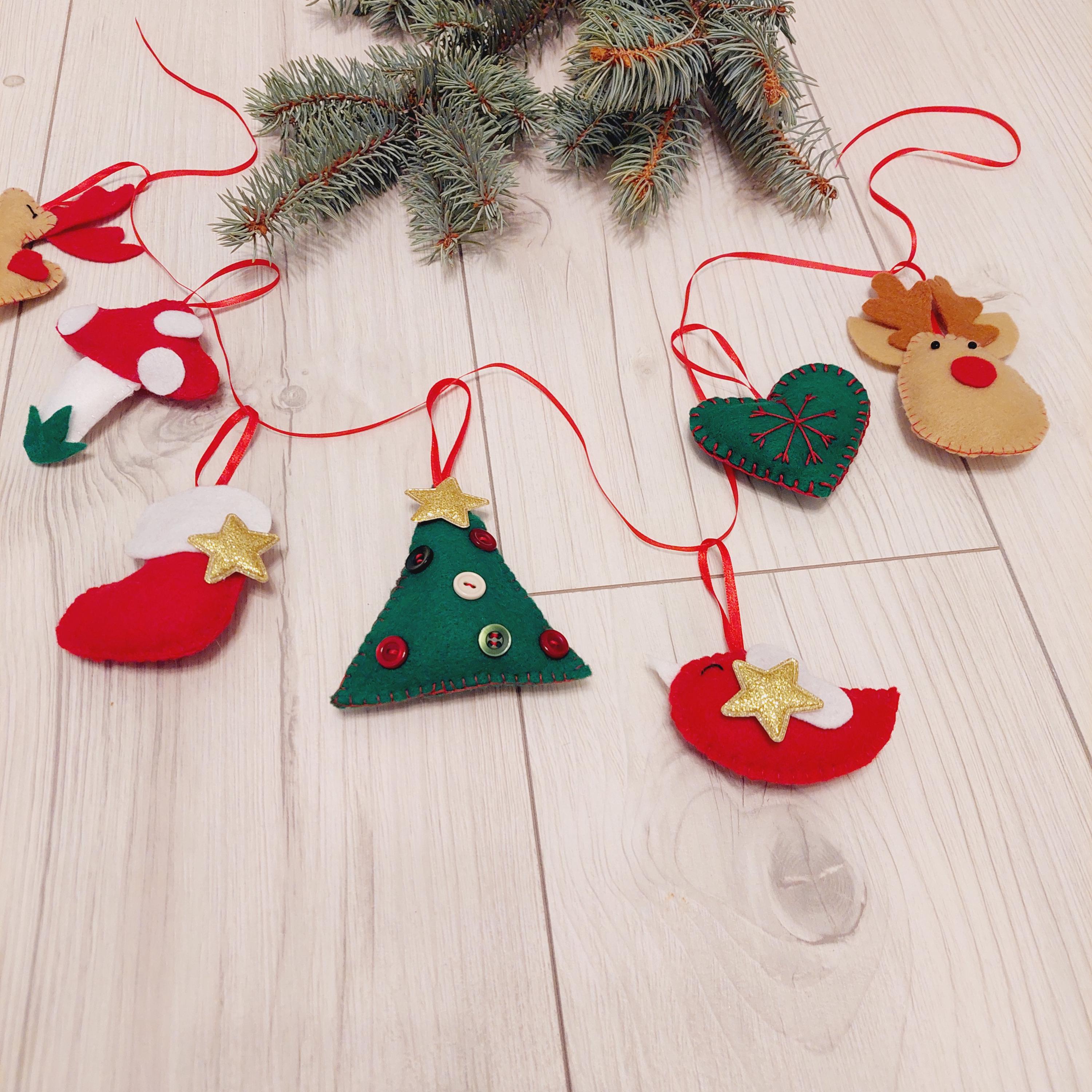 フェルトクリスマスガーランド 手縫いホリデーバンティング クリスマス